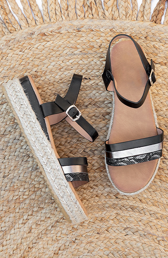 Metallic Plateau Sandalen Snake Zwart – shoparchief