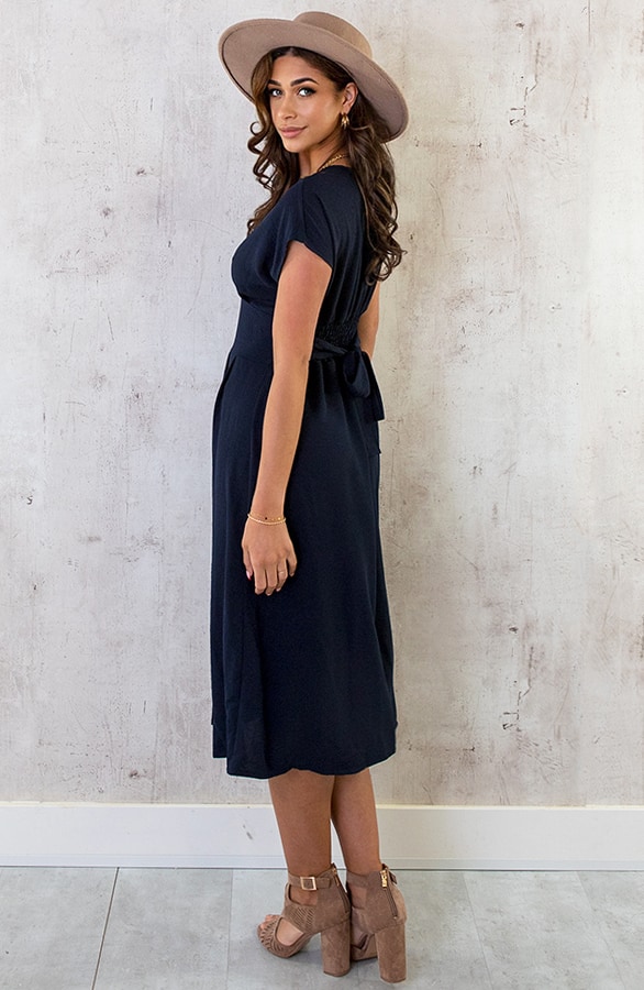 Midi Knopen Jurk Sevilla Marine – shoparchief, foto 9