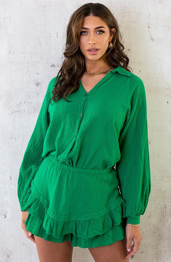 Skort Katoen Feminine Bright Green – shoparchief, foto 3