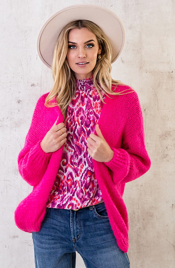 Oversized Knitted Vest Fuchsia – shoparchief, foto 2