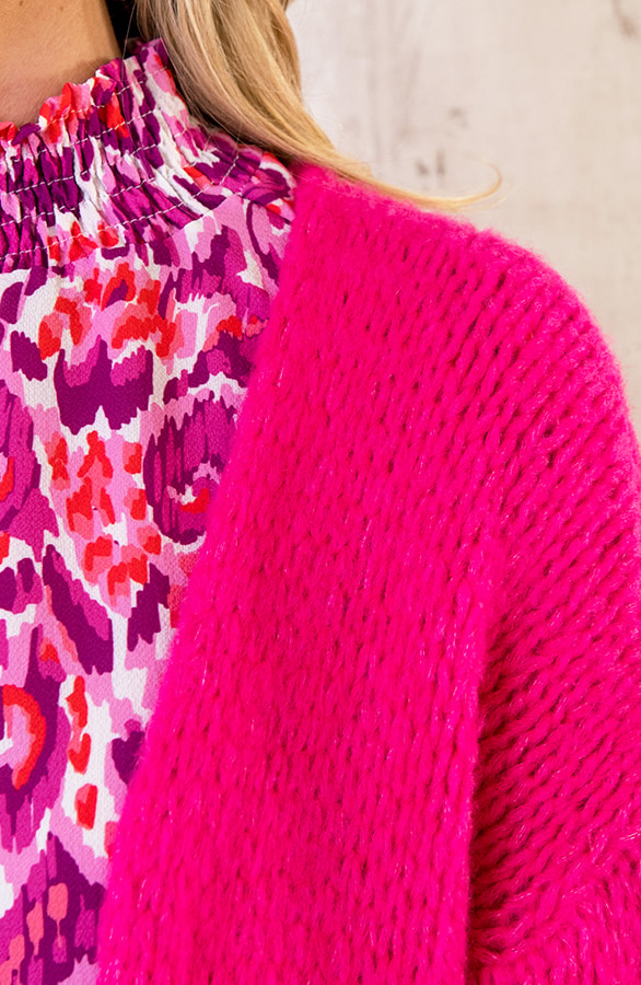 Oversized Knitted Vest Fuchsia – shoparchief, foto 7