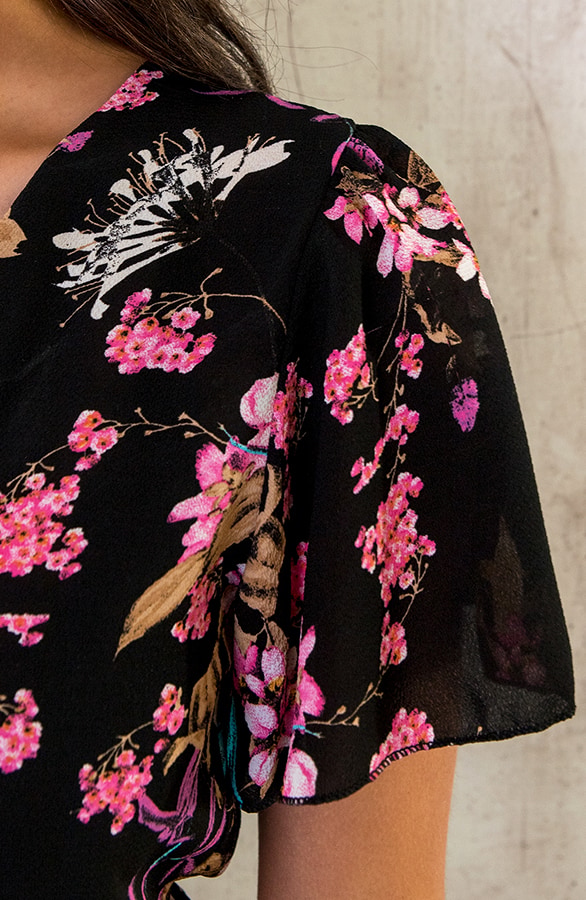 Playsuit Bloemen Zwart Roze – shoparchief, foto 14