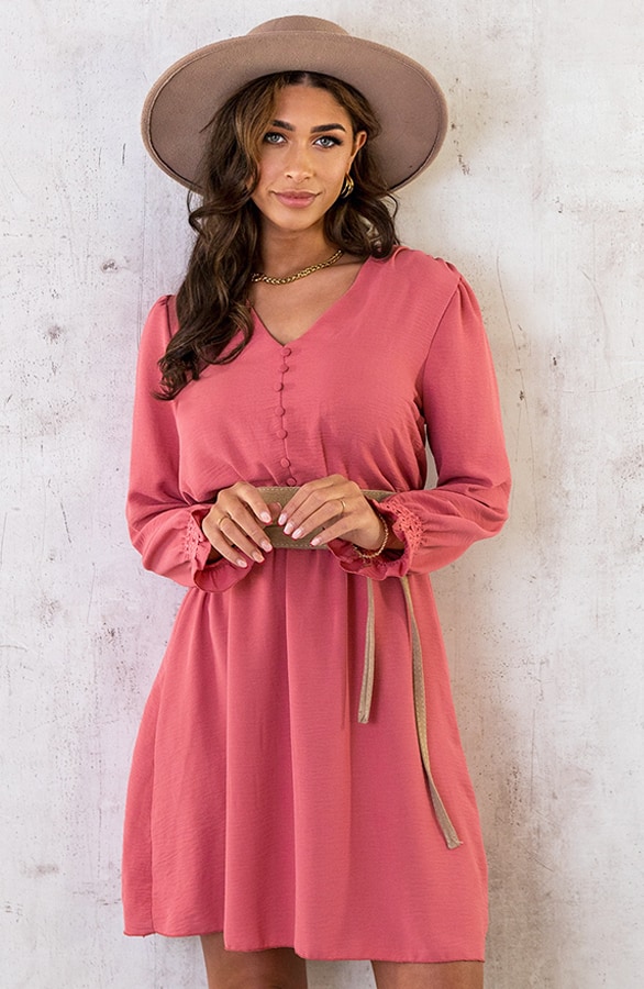 Romantic Lace Dress Dust Pink – shoparchief, foto 8