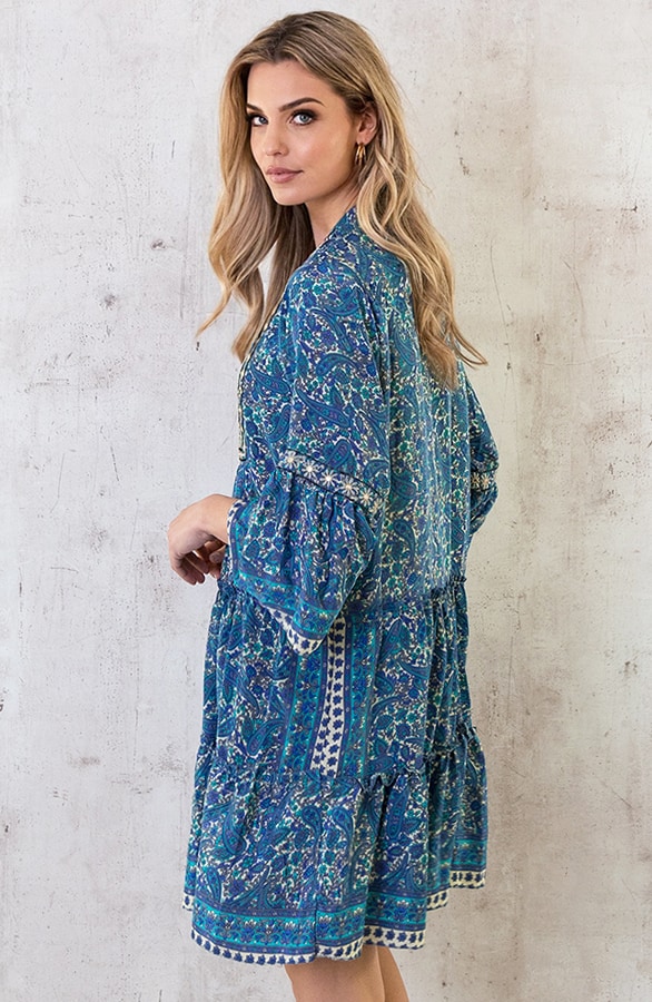 Zijden Jurk Gouden Details Paisley – shoparchief, foto 6