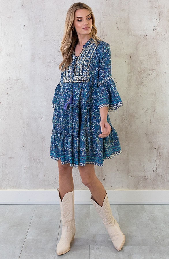 Zijden Jurk Gouden Details Paisley – shoparchief, foto 8