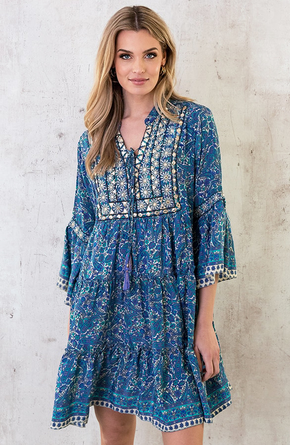 Zijden Jurk Gouden Details Paisley – shoparchief, foto 2