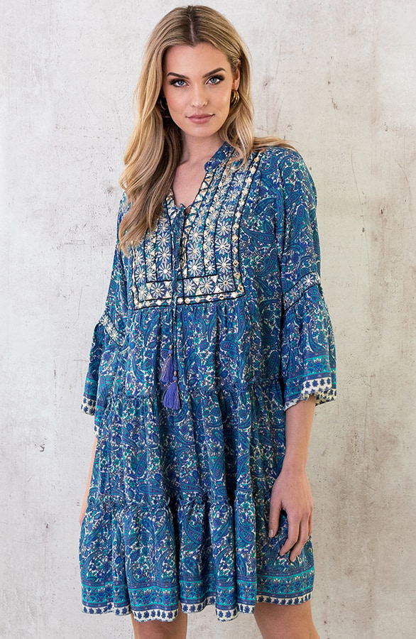 Zijden Jurk Gouden Details Paisley – shoparchief, foto 4