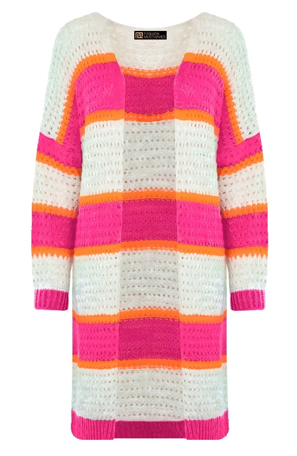 Gehaakt Midi Strepen Vest Roze Oranje – shoparchief