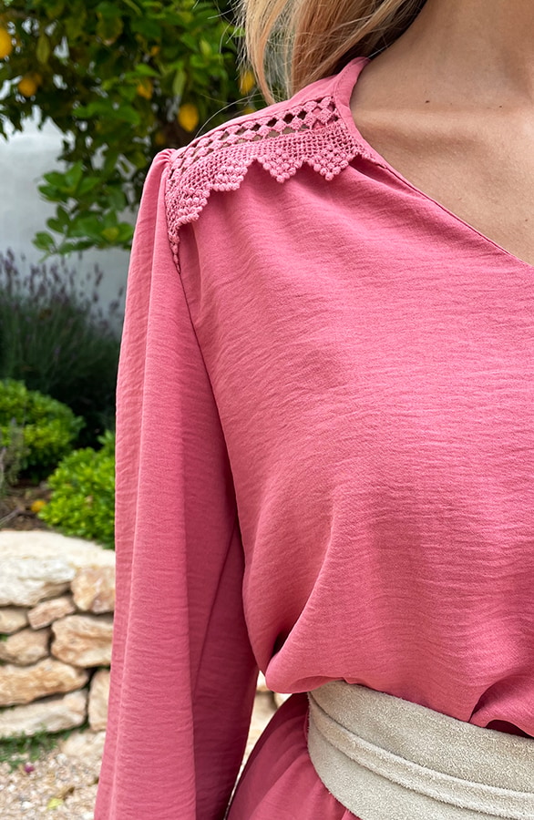 Boho V-Hals Jurk Dust Roze – shoparchief, foto 6