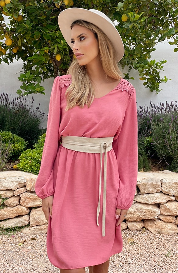 Boho V-Hals Jurk Dust Roze – shoparchief, foto 3