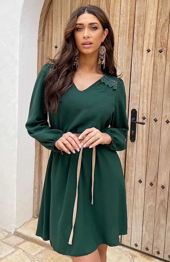 Boho V-Hals Jurk Smaragd – shoparchief, foto 4