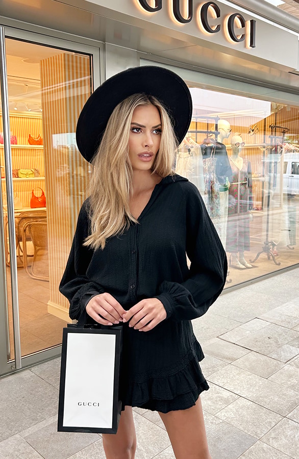 Blouse Katoen Feminine Zwart – shoparchief