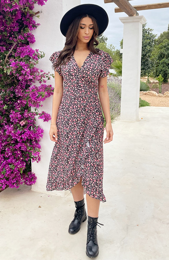 Flower Jurk Midi Koraal – shoparchief, foto 3