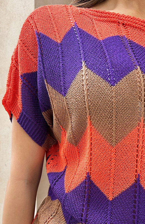 Gehaakte trui Zigzag Paars Oranje – shoparchief, foto 11