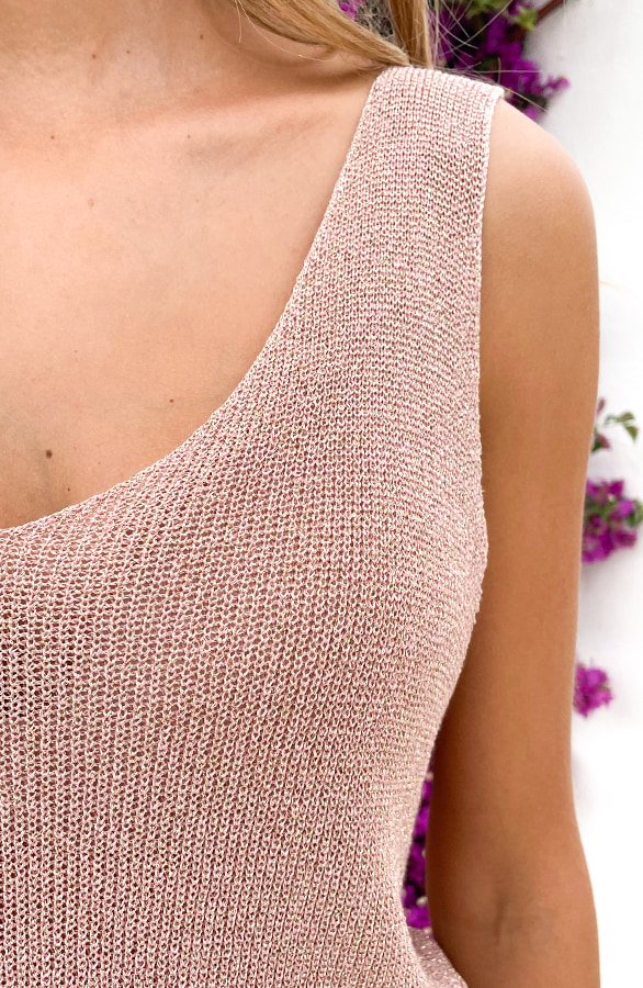 Lurex Top Loose Fit Rose Goud – tops, foto 8