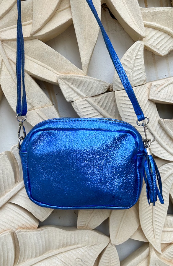 Metallic Tas Leer Kobalt – shoparchief