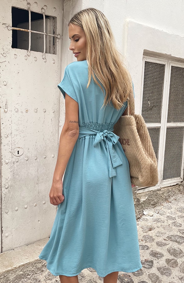 Midi Knopen Jurk Sevilla Mint – shoparchief, foto 6