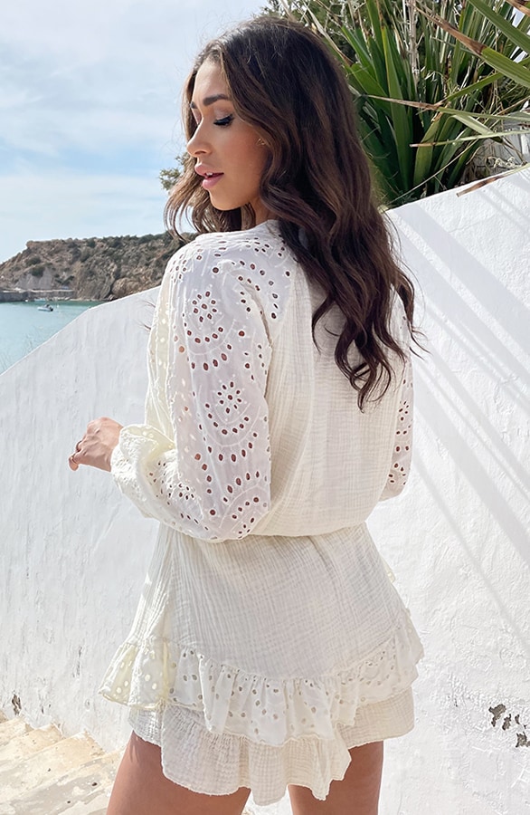 Mousseline Blouse Embroidery Ecru – shoparchief, foto 8