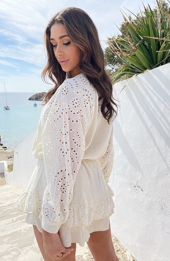 Mousseline Blouse Embroidery Ecru – shoparchief, foto 7
