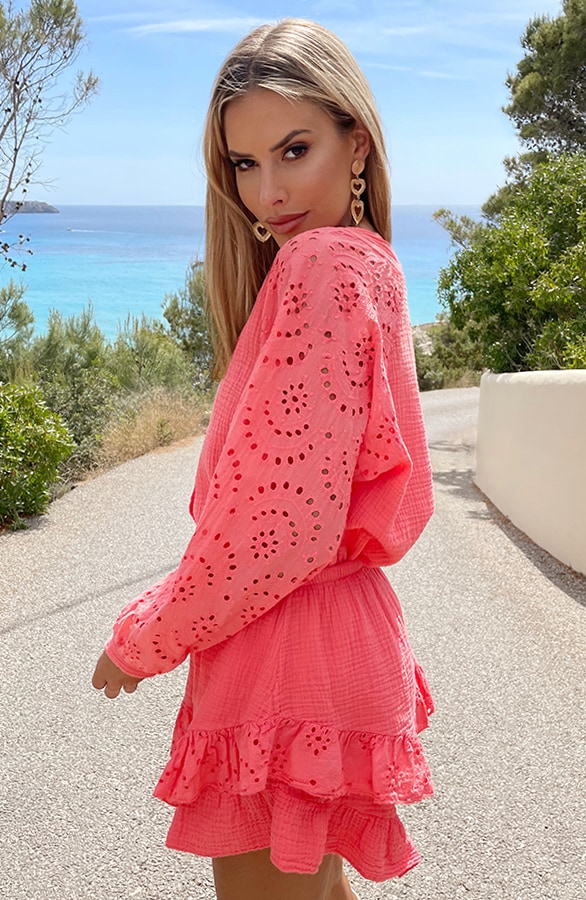 Mousseline Skort Embroidery Koraal – shoparchief, foto 7