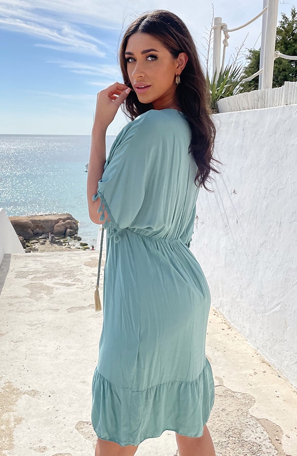 Oversized Jurk Gouden Detail Dust Mint – jurken, foto 2