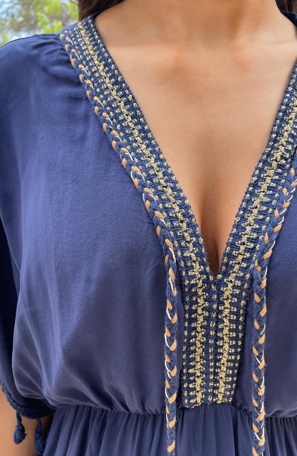 Oversized Jurk Gouden Detail Marine – jurken, foto 10