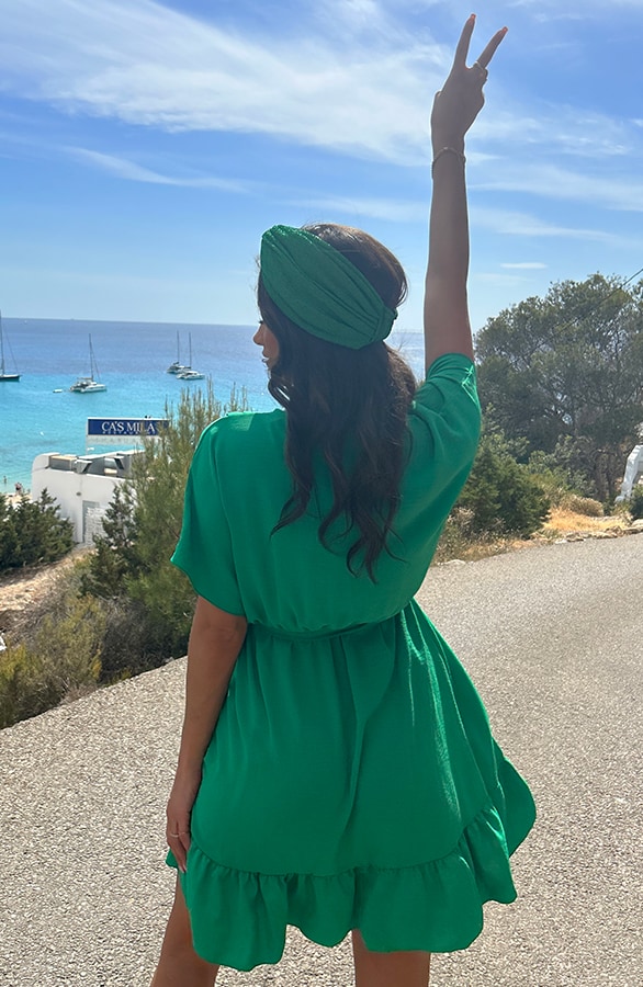 Sicily V-neck Dress Bright Green – shoparchief, foto 6