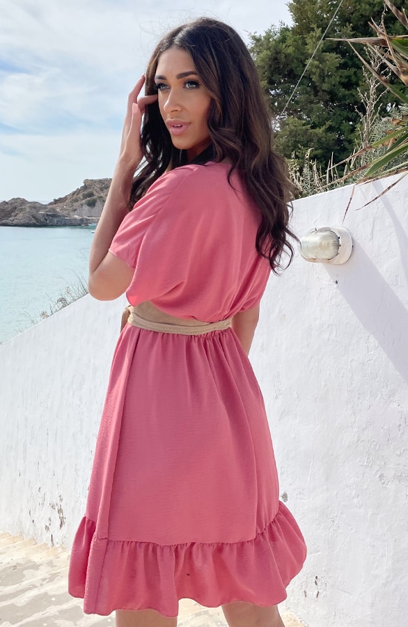 Sicily V-neck Dress Dust Pink – shoparchief, foto 6