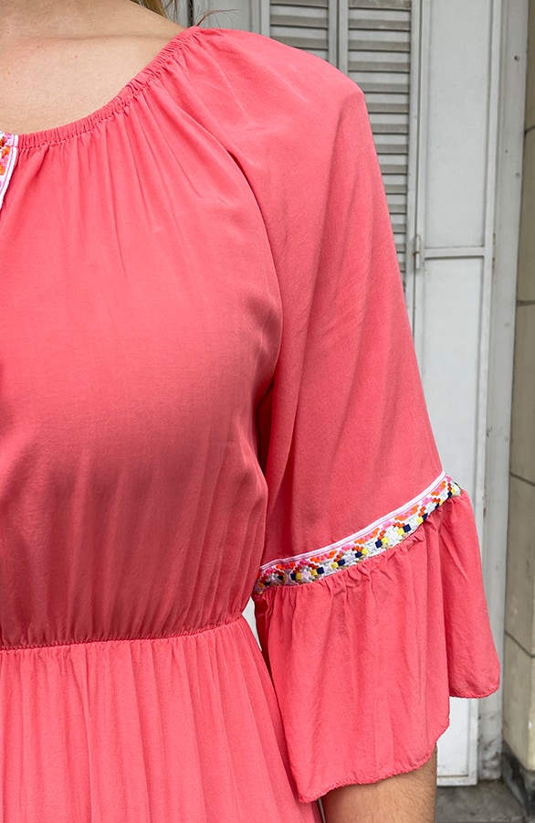 Boho Off Shoulder Jurk Koraal – shoparchief, foto 5