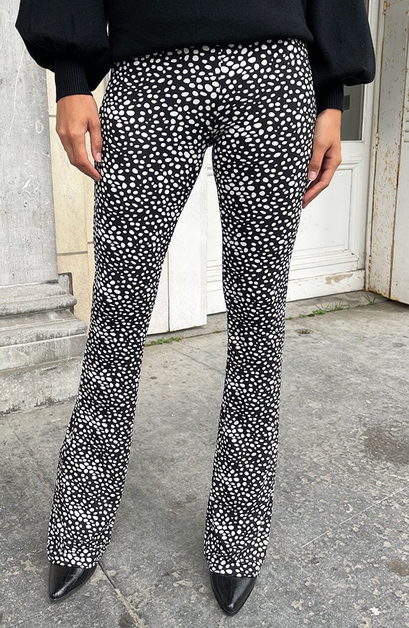 Flared Broek Cheetah Zwart Wit – shoparchief