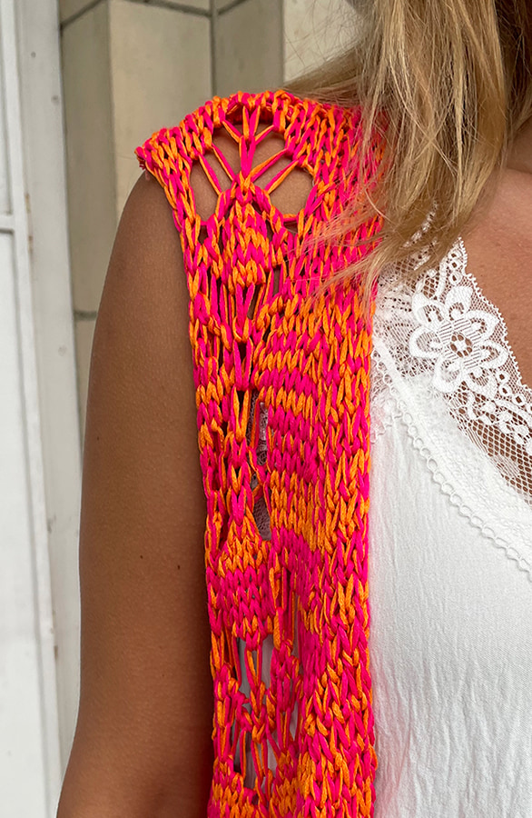Gehaakt Gilet Fringe Fuchsia Oranje – shoparchief, foto 5