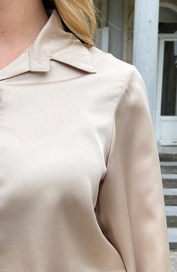 Silk Oversized Blouse Beige – shoparchief, foto 6