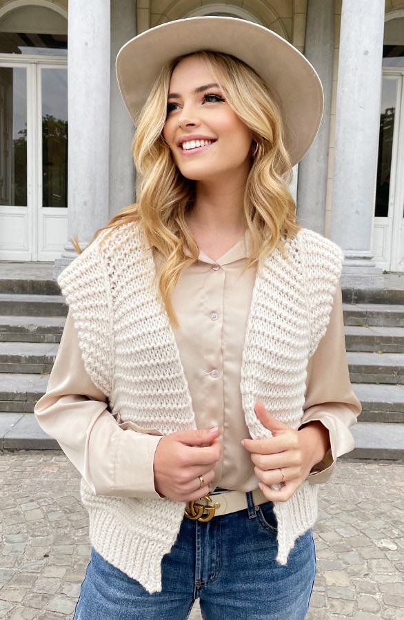 Silk Oversized Blouse Beige – shoparchief, foto 8