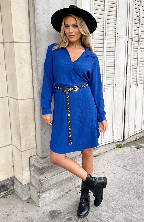 Smocked Blouse Dress Kobalt – shoparchief, foto 4