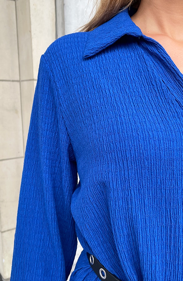 Smocked Blouse Dress Kobalt – shoparchief, foto 5