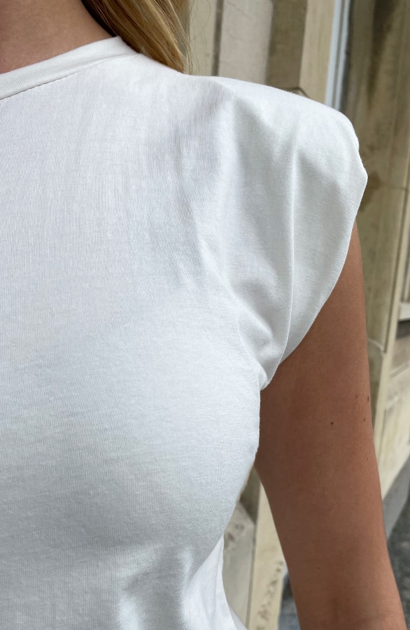 Top Met Schoudervulling Ecru – tops, foto 5