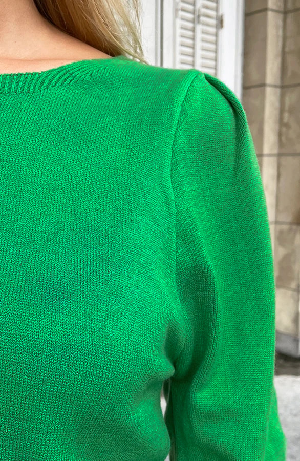 Knitted Trui Met Pofmouwen Bright Green – shoparchief, foto 8