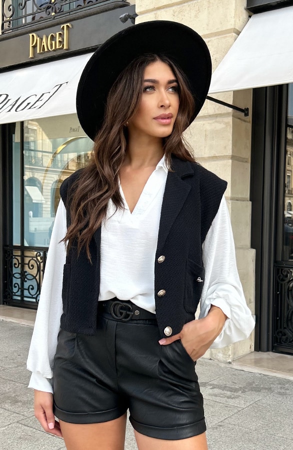 Bouclé Gilet Black – shoparchief, foto 4