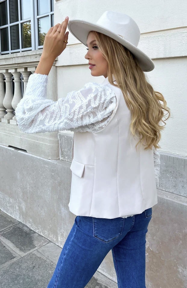 Dames Gilet Getailleerd Beige – shoparchief, foto 4