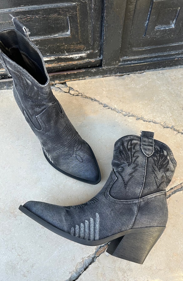 Denim Enkellaarzen Zwart – shoparchief