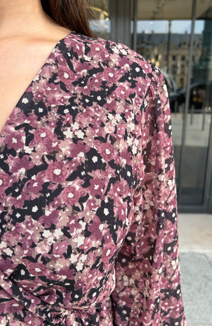 Exclusive Print V-Hals Dress Bloemenprint Dust Roze – shoparchief, foto 5