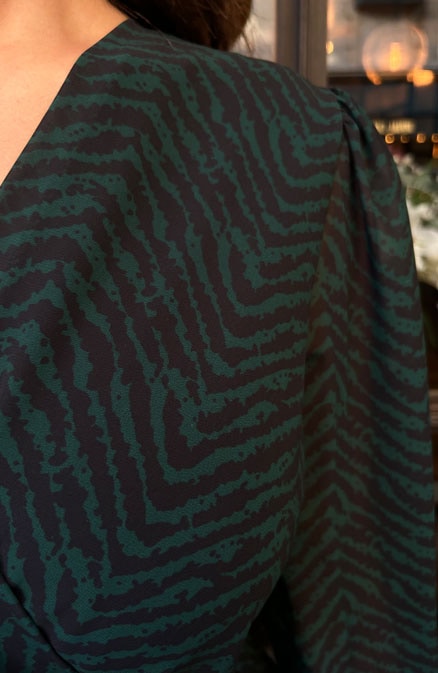 Exclusive Print V-Hals Dress Emerald – shoparchief, foto 8