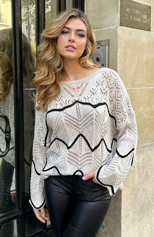 Fashion Musthaves Pullover Beige Striped, Shoparchiv, Foto 3