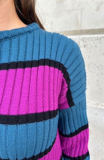 Gebreide Strepen Jurk Petrol – shoparchief, foto 8