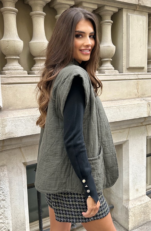 Katoenen Dames Gilet Army – shoparchief, foto 4