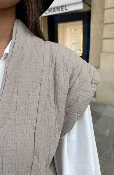 Katoenen Dames Gilet Taupe – shoparchief, foto 7