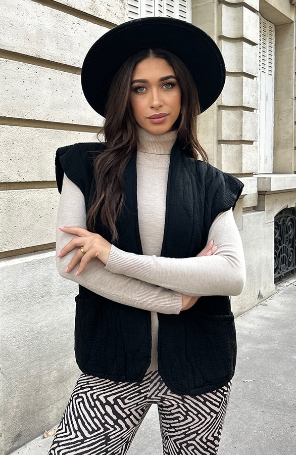 Katoenen Dames Gilet Zwart – shoparchief, foto 5