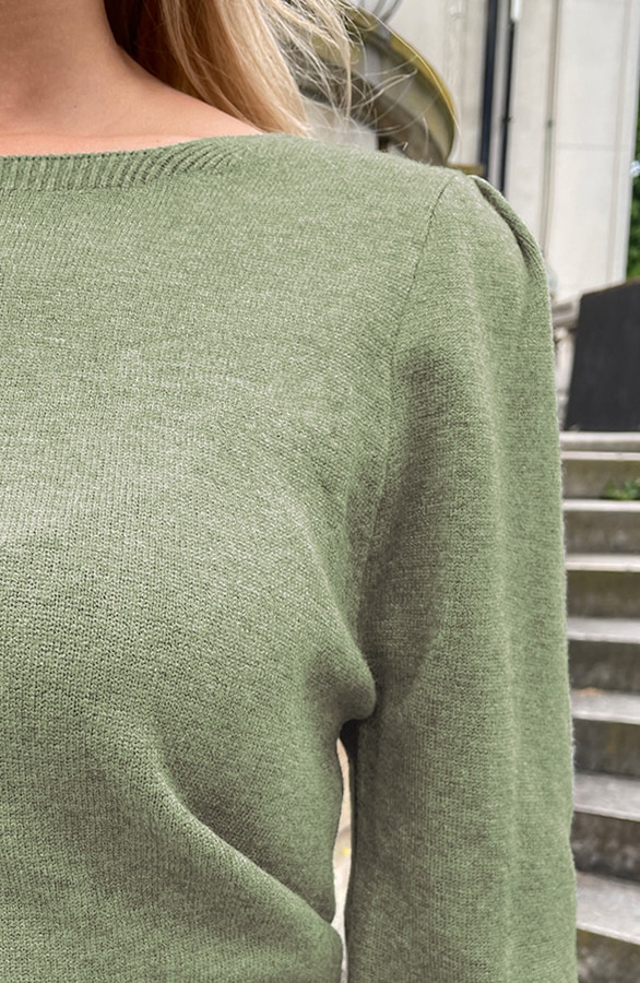 Knitted Trui Met Pofmouwen Army – shoparchief, foto 5