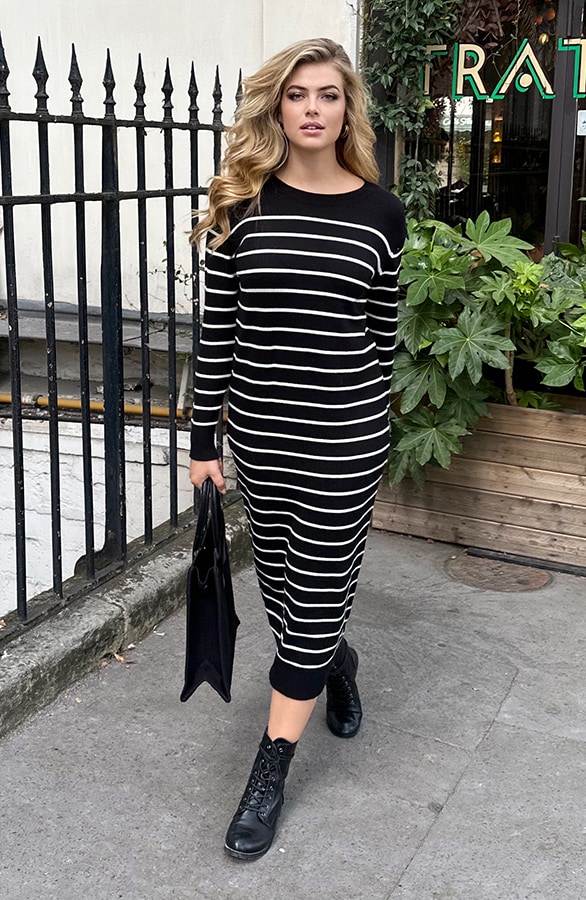 Maxi Strepen Jurk Comfy Zwart – shoparchief, foto 8