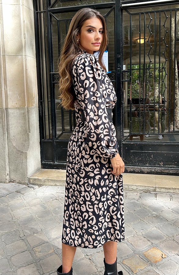 Midi Jurk Met Knopen Leopard – shoparchief, foto 6